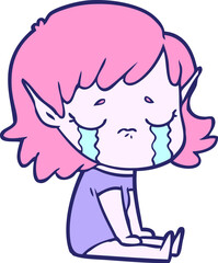 cartoon crying elf girl