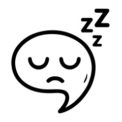 Sleepy Speech Bubble Emoji with ZZZ Outline Icon - Tiredness, Rest, and Boredom Symbol