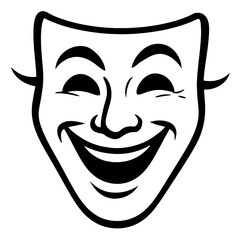 Comedy Mask Outline Icon - Theater, Art, and Performance Symbol