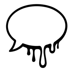 Dripping Speech Bubble Outline Icon - Graffiti, Urban Art, and Communication Symbol