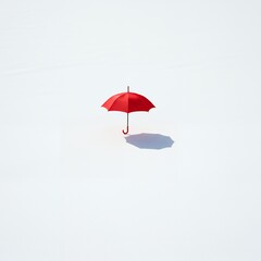 AI-Generated of Negative Space Concept with Minimalist Red Umbrella on White Background