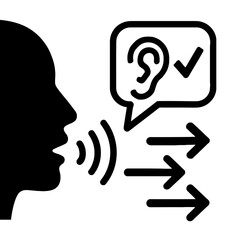 Speaking and Listening Communication Outline Icon - Sound, Voice, and Understanding Symbol