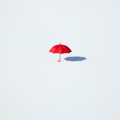 AI-Generated of Negative Space Concept with Minimalist Red Umbrella on White Background