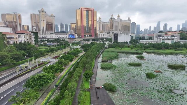 Aerial views of the Macau Cotai skyline