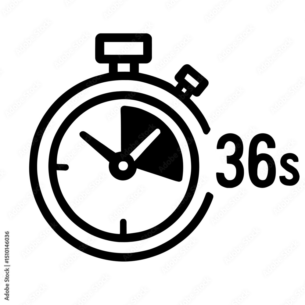 Poster stopwatch timer with 36 seconds indicated outline icon - time measurement and countdown symbol