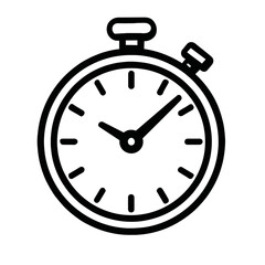 Classic Stopwatch Timer Outline Icon - Time Measurement and Chronograph Symbol