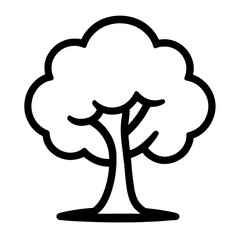 Stylized Tree Outline Icon - Nature, Environment, and Organic Symbol