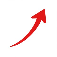 Red curved arrow pointing up isolated on white background. use cases: growth, direction, success.