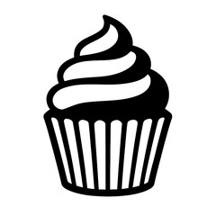 Cupcake with Swirled Frosting Outline Icon - Sweet Dessert and Baked Treat Symbol
