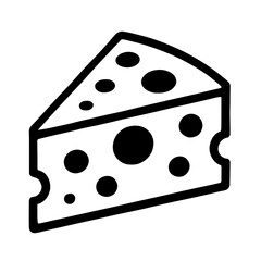 Swiss Cheese Slice Outline Icon - Dairy and Food Product Symbol