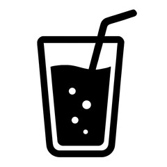 Glass with Straw and Bubbles Icon - Refreshing Beverage and Drink Symbol