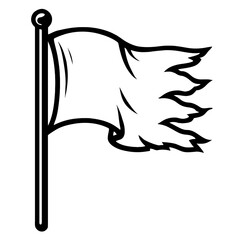 Ragged Waving Flag Outline Icon - Blank Banner for Custom Design