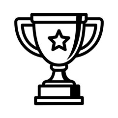 Outline Trophy Award with Star Icon - Symbol of Victory, Achievement, and Success