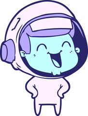 happy cartoon astronaut