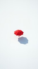AI-Generated of Negative Space Concept with Minimalist Red Umbrella on White Background