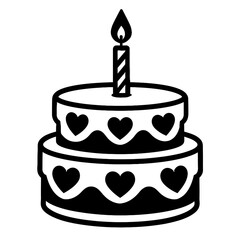 Two-Tier Birthday Cake with Candle Icon - Celebration and Party Dessert Symbol