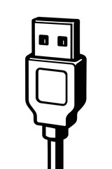 USB Connector Plug Cable Icon - Universal Serial Bus Device Symbol