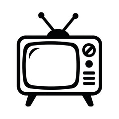 Retro Old Television with Antenna Icon - Vintage TV and Broadcast Symbol