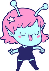 happy alien girl cartoon