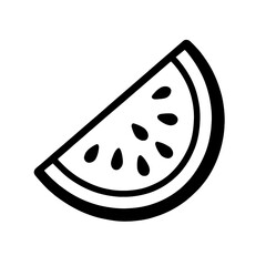 Watermelon Slice Outline Icon - Fresh Fruit and Summer Refreshment Symbol
