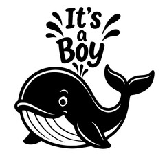 It's a Boy Whale Illustration - Baby Shower and Newborn Announcement Design