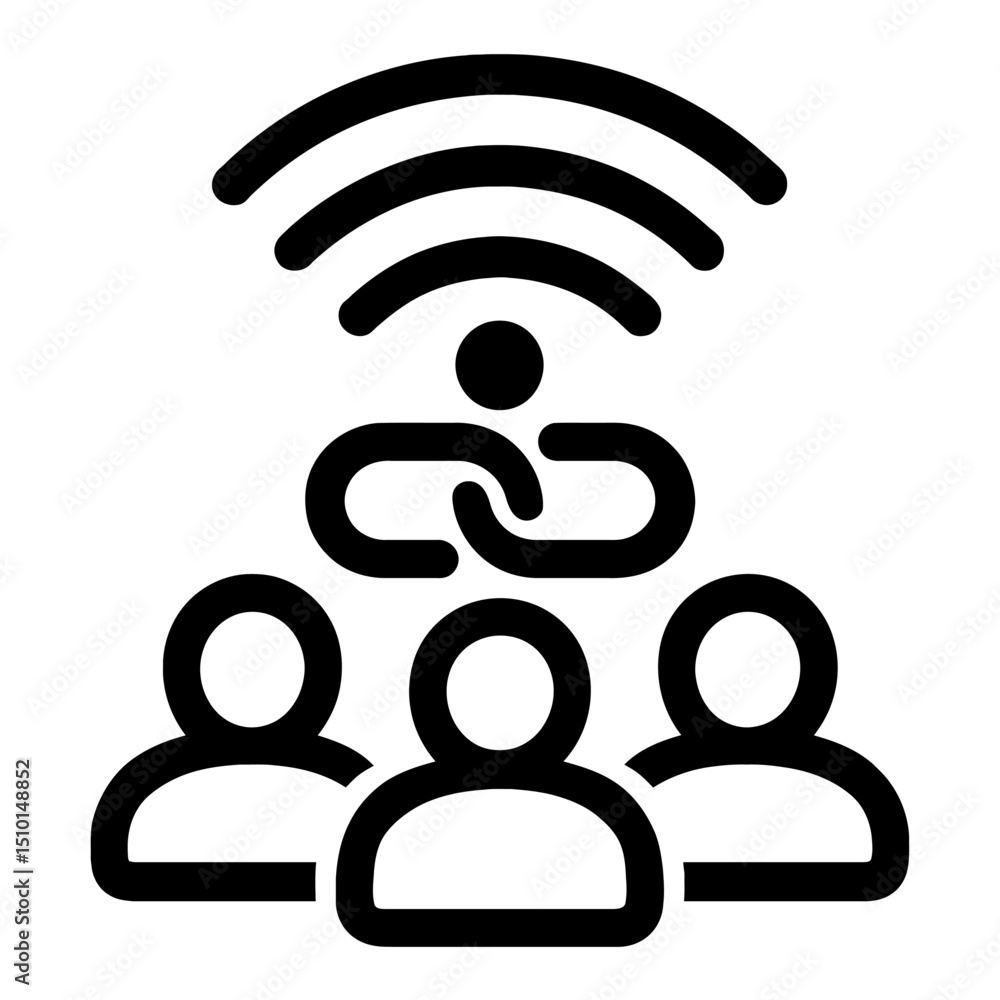 Poster wifi group connection network icon - collaborative wireless connectivity symbol