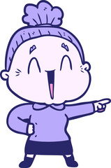 cartoon happy old lady