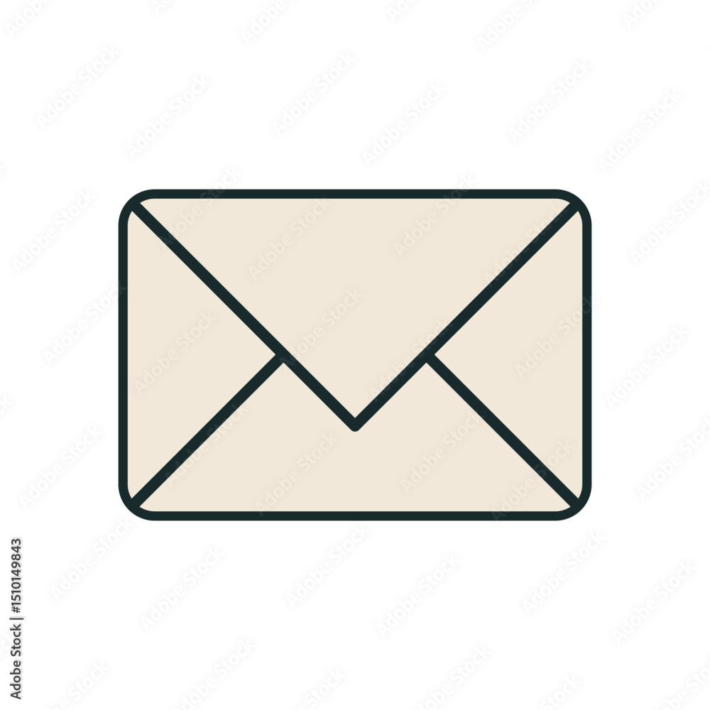 Poster minimalist vector illustration of closed letter envelope in beige color with clean design and simple