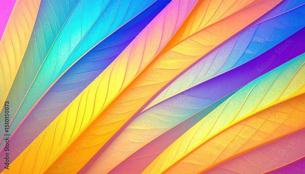Poster vibrant colorful leaf patterns abstract art graphic design digital environment close-up view aesthet