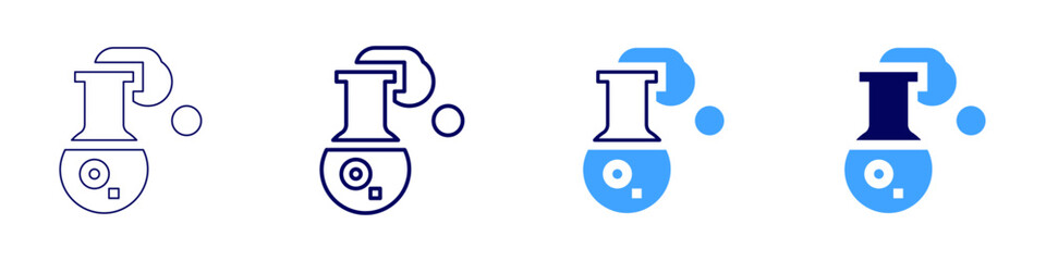 Laser cooling icon in 4 different styles. Thin Line, Line, Bold Line, Duotone. Duotone style. Editable stroke