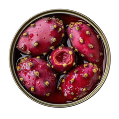 Vibrant Prickly Pear Fruit in Syrup - A Sweet and Colorful Delight for Desserts or Snacks on transparent background