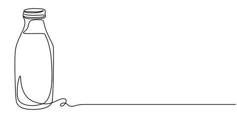 One Continuous Line Drawing of Dairy Product Icon. Single Line Vector Illustration, Pitcher for milk line continuous drawing vector. One line Pitcher for milk vector background. Milk pot icon.