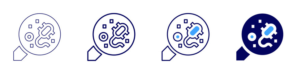 Examine icon in 4 different styles. Thin Line, Line, Bold Line, Duotone. Duotone style. Editable stroke