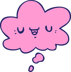 happy cartoon face with thought bubble