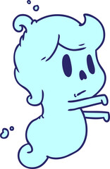 cartoon illustration of a kawaii cute ghost