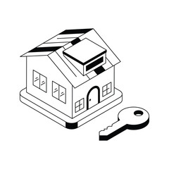 A captivating isometric outline icon of homeownership
