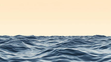 Vast ocean horizon under golden sunset with gentle waves, minimalist composition featuring emphasizing serene seascape aesthetics in natural coastal ambiance.