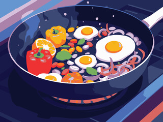 fried eggs in a frying pan