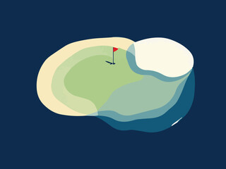 Minimal Golf Green with Flag – Flat Style Sports Illustration