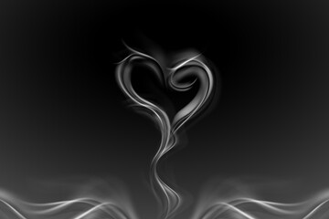 Dynamic Black and White Smoke Heart Composition