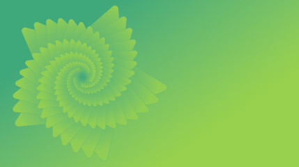 Abstract green background with natural spiraling geometric fibonacci pattern resembling plant forms, , banner for ecological and spiritual development with golden ratio grid.