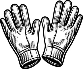 Detailed vintage illustration of leather gloves fashion accessories and textile art