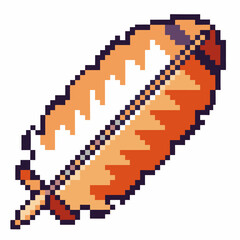 pixelated feather icon in retro 8 bit style, nostalgic design element