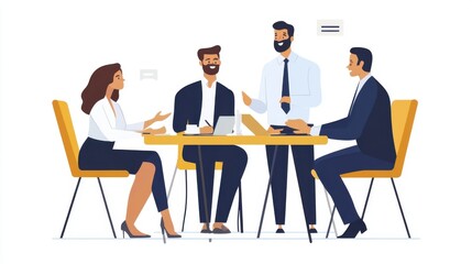 Brainstorming session of professional executives discussing new business strategies