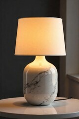 A sleek, modern table lamp crafted from polished marble, casting a warm, ambient glow Perfect for adding a touch of sophistication to any interior design , desk lamp, minimalist lamp, marble lamp