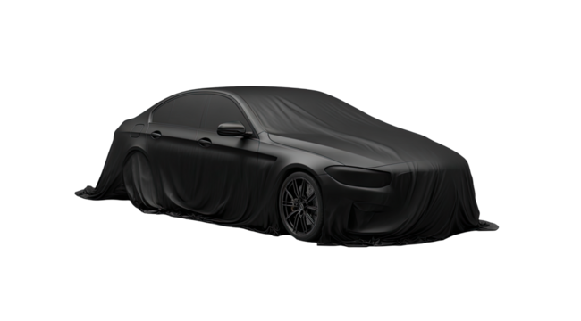 Mysterious new car shrouded in dark fabric