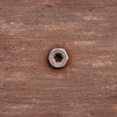 Rusty Metal Bolt on Brown Textured Steel Plate Background