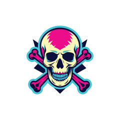 Vibrant Skull and Crossbones Design A Bold Graphic Illustration