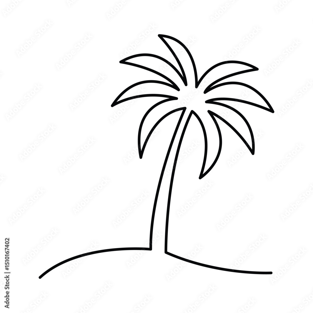 Poster continus single line art of minimal palm tree outline vector design.