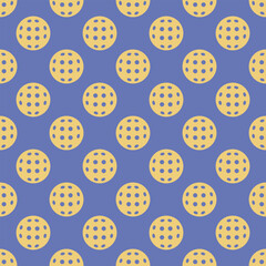 Pickleball seamless pattern. Yellow balls on blue court